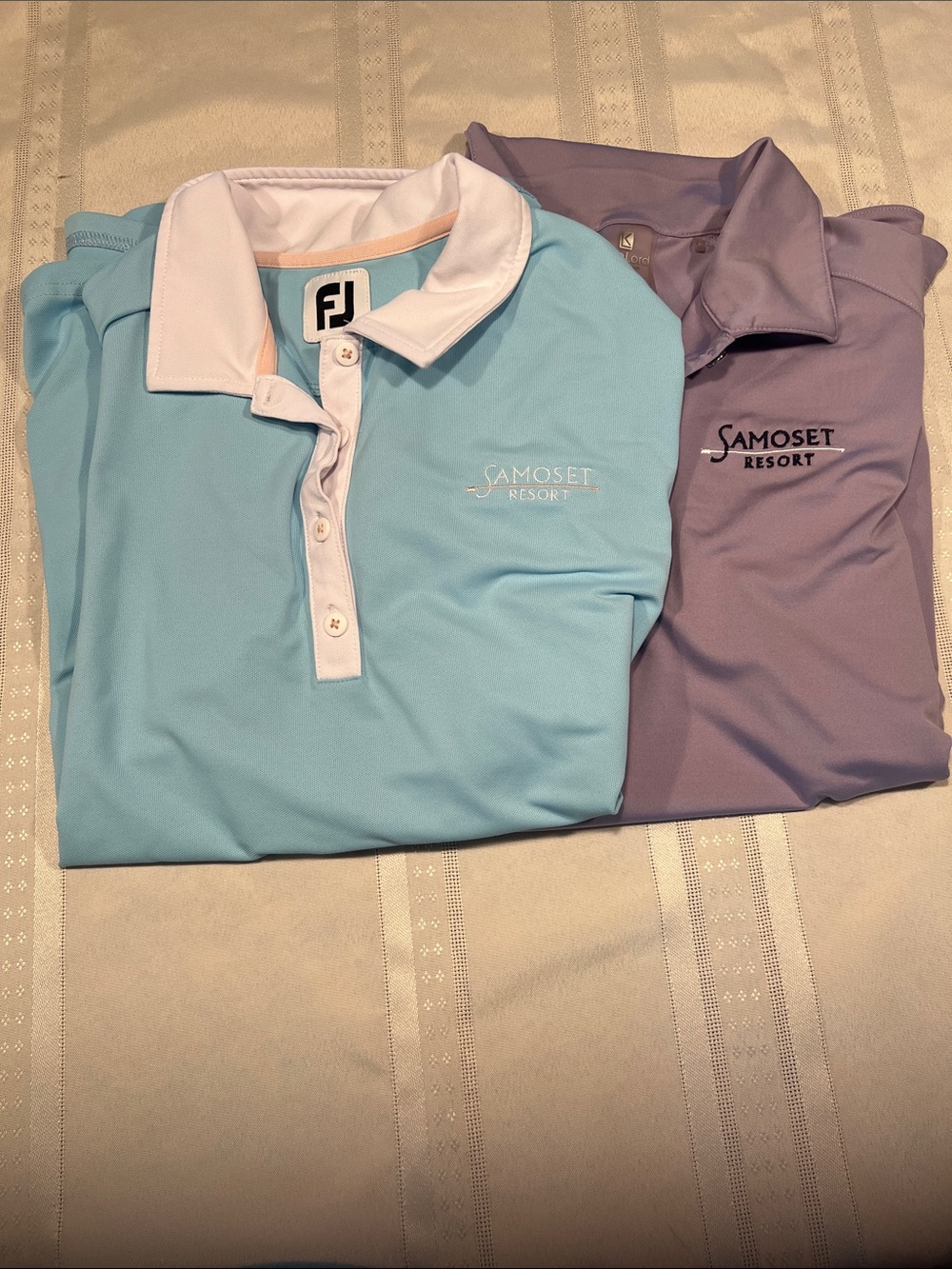 FootJoy/Kate Lord Women’s Golf Polos Light Blue Lavender size Large Samoset Res